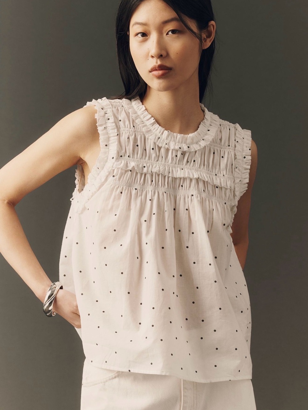 Raisonnel Ruffle Sleeveless Swing Top